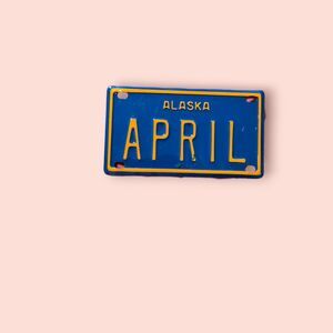 Vintage Alaska “APRIL” Mini License Plate Souvenir Sign